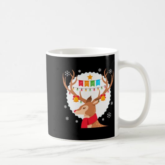 Cute Reindeer Merry Xmas Merry Christmas Happy New コーヒーマグカップ (右)