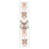 cute reindeer new year 2026 table runner ショートテーブルランナー (正面)