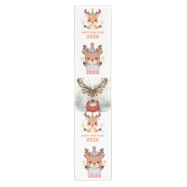 cute reindeer new year 2026 table runner ショートテーブルランナー