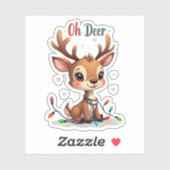 Cute Reindeer “Oh Deer” Holiday Sticker シール (シート)