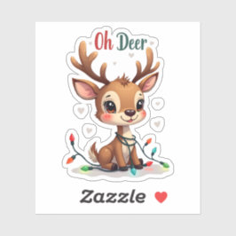 Cute Reindeer “Oh Deer” Holiday Sticker シール