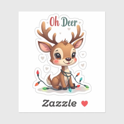 Cute Reindeer “Oh Deer” Holiday Sticker シール (シート)