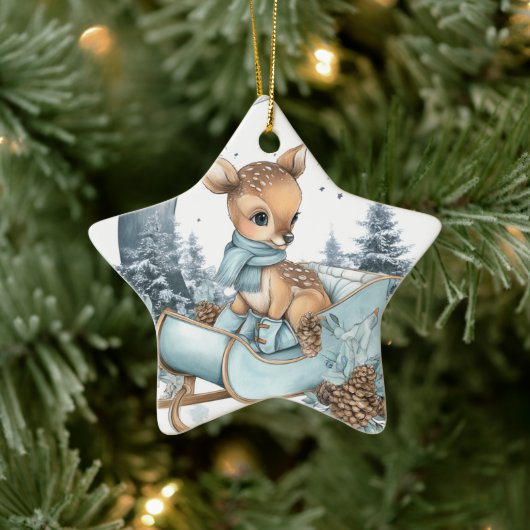 Cute Reindeer Ornament – Starry Christmas Decor セラミックオーナメント (ツリー)