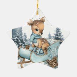 Cute Reindeer Ornament – Starry Christmas Decor セラミックオーナメント