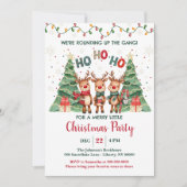 Cute Reindeer Rounding Up the Gang Christmas Party 招待状 (正面)