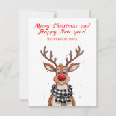 Cute reindeer Rudolph christmas  Holiday Postcard シーズンカード (正面)