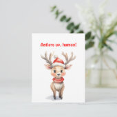 Cute reindeer Rudolph christmas wishes Postcard シーズンカード (スタンド正面)