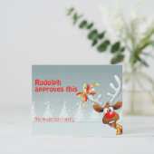 Cute reindeer Rudolph christmas wishes Postcard シーズンカード (スタンド正面)