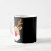 Cute Reindeer Rudolph Red Nose Christmas Antlers コーヒーマグカップ (正面左)