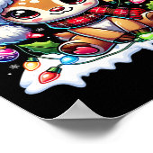 Cute Reindeer Santa Christmas Xmas Girls Women Kid ポスター (角)