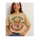 Cute Reindeer Santa's Helper Christmas for Family トライブレンドＴシャツ