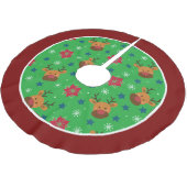 Cute Reindeer & Snowflake Christmas Tree Skirt  ブラッシュドポリエステルツリースカート (アングル)
