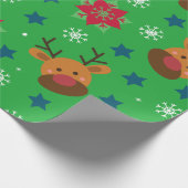 Cute Reindeer & Snowflake Christmas Wrapping Paper ラッピングペーパー (角)