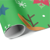 Cute Reindeer & Snowflake Christmas Wrapping Paper ラッピングペーパー (ロールコーナー)