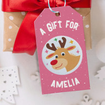 Cute Reindeer Snowflakes Kid`s Name Christmas