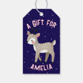 Cute Reindeer Snowflakes Kid`s Name Christmas ギフトタグ (裏面)