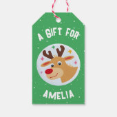 Cute Reindeer Snowflakes Kid`s Name Christmas  ギフトタグ (裏面)