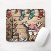 Cute Reindeer Stockings Christmas Mousepad マウスパッド (マウス)