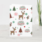Cute Reindeer & Tree Merry Christmas Holiday Card カード (裏面)