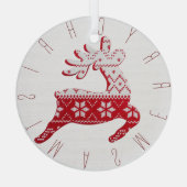 Cute Reindeer White+Red Christmas Sweater Pattern ガラスオーナメント (裏面)