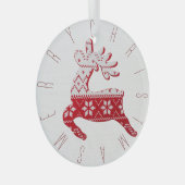 Cute Reindeer White+Red Christmas Sweater Pattern ガラスオーナメント (正面右)