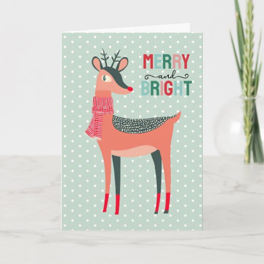 Cute Reindeer Winter Snow Christmas Photo Custom カード (正面)