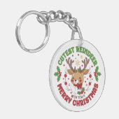 Cute Reindeer Wish You A Merry Christmas キーホルダー (正面左)