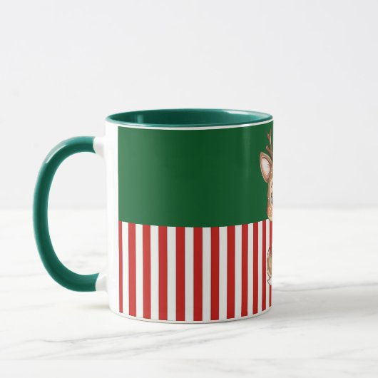 Cute Reindeer with Gift Box マグカップ (左)