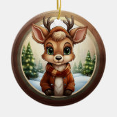 Cute Reindeer, Woodland Animal Deer Antlers 🦌🎄 セラミックオーナメント (正面)