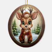 Cute Reindeer, Woodland Animal Deer Antlers 🦌🎄 セラミックオーナメント (左)