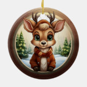 Cute Reindeer, Woodland Animal Deer Antlers 🦌🎄 セラミックオーナメント (裏面)