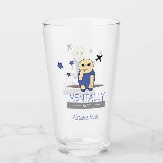 Cute Relatable Chimy Airplane Mode Glass Cup タンブラーグラス (正面)