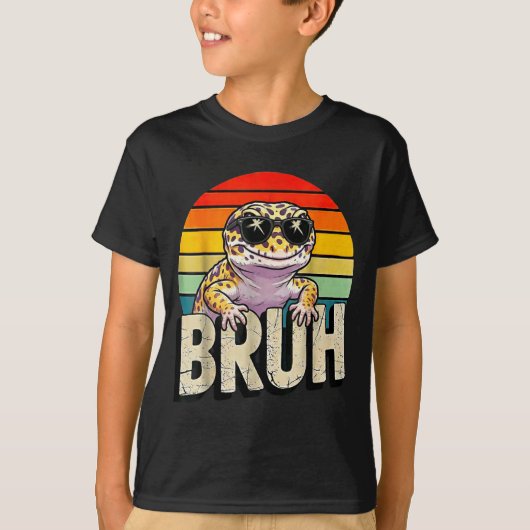 Cute Reptile Kids Boys Girls Bruh Leopard Gecko Lo Tシャツ (正面)