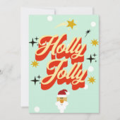 Cute Retro 50s Typography Holly Jolly Christmas Ca 招待状 (正面)