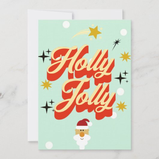 Cute Retro 50s Typography Holly Jolly Christmas Ca 招待状 (正面)