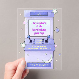 Cute Retro Arcade Game Kids Birthday アクリル招待状