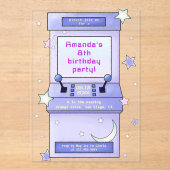 Cute Retro Arcade Game Kids Birthday アクリル招待状 (正面)