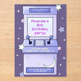 Cute Retro Arcade Game Kids Birthday アクリル招待状