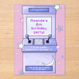 Cute Retro Arcade Game Kids Birthday アクリル招待状