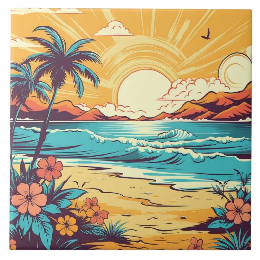 Cute retro beach house タイル (正面)