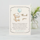 Cute retro Bear Baby Boy shower Thank you card サンキューカード (スタンド正面)