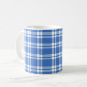 Cute Retro Blue Gingham Plaid Aesthetic Checker コーヒーマグカップ (正面左)