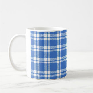 Cute Retro Blue Gingham Plaid Aesthetic Checker コーヒーマグカップ