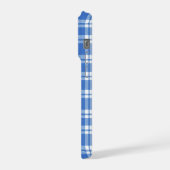 Cute Retro Blue Gingham Plaid Aesthetic Checker iPhoneケース (左側面)