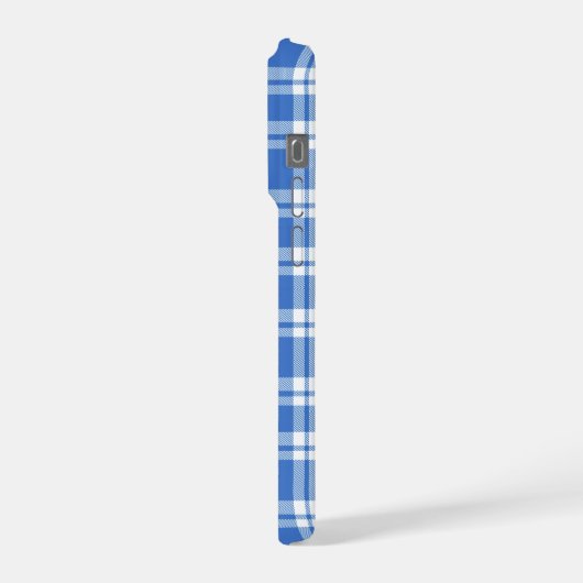 Cute Retro Blue Gingham Plaid Aesthetic Checker iPhoneケース (左側面)