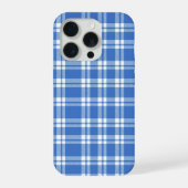 Cute Retro Blue Gingham Plaid Aesthetic Checker iPhoneケース (裏面)