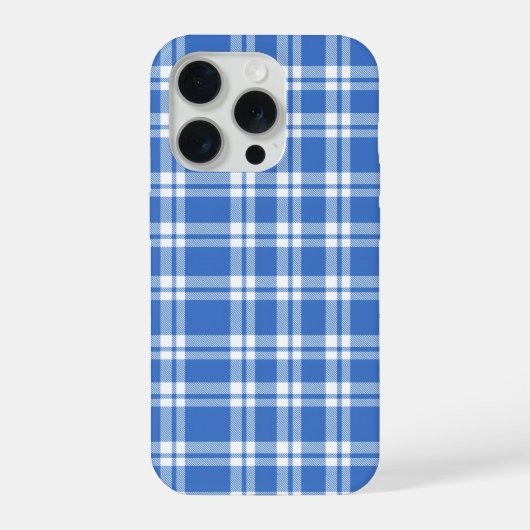Cute Retro Blue Gingham Plaid Aesthetic Checker iPhoneケース (裏面)