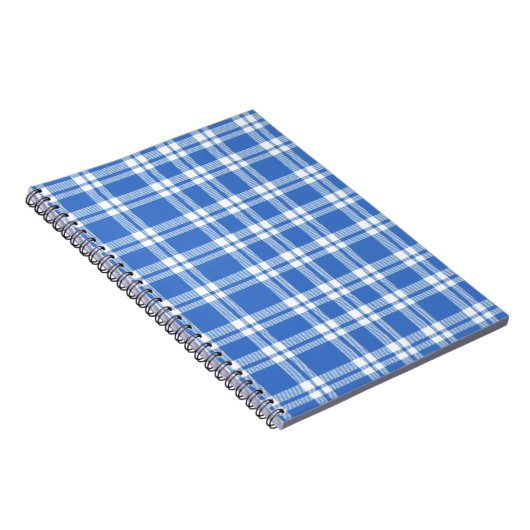 Cute Retro Blue Gingham Plaid Pattern ノートブック (右側)