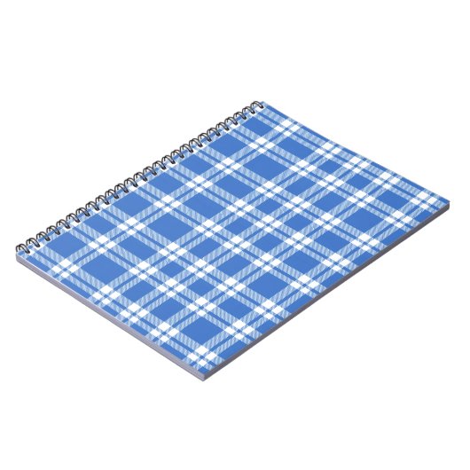 Cute Retro Blue Gingham Plaid Pattern ノートブック (左側)