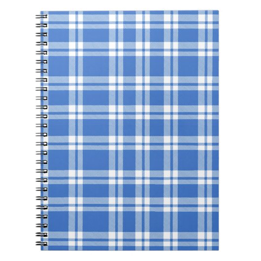 Cute Retro Blue Gingham Plaid Pattern ノートブック (正面)